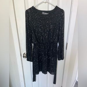 Crystal Sky Black Sequin Long Sleeve Dress